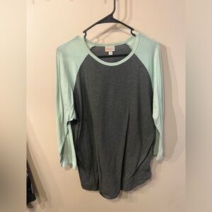 LuLaRoe Randy Turquoise Gray Ladies Extra Large